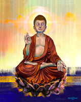 Digital painting of Lord Buddha, Siddhartha Gautama, the awakened one