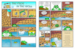2-page comic of the Frog in the Well parable inspired by Swami Vivekananda's telling