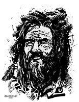 Digital ink portrait sketch of a holy man with matted locks of hair