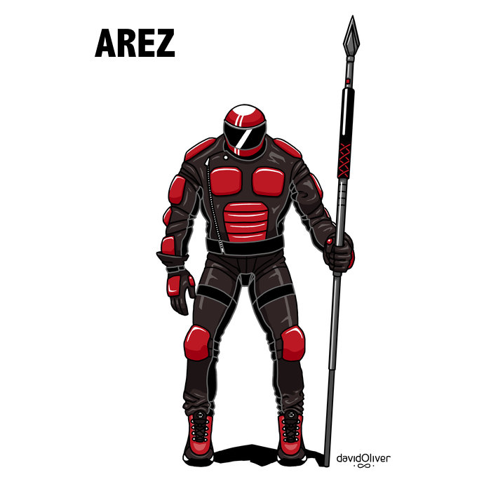 Character design of Arez from the Modern Gawdz line by David Oliver